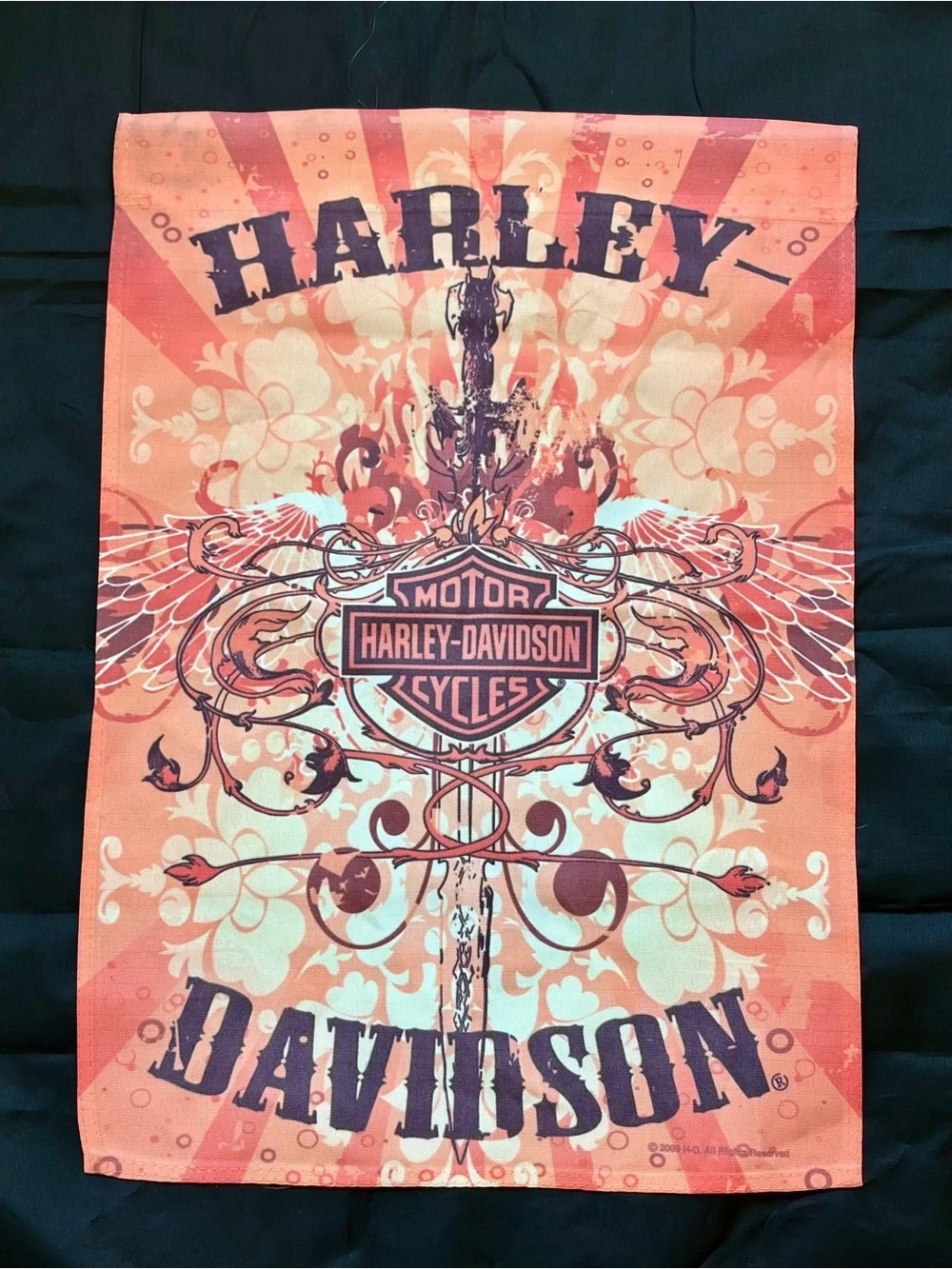 Vintage 2009 Harley-Davidson Garden Flag Bar & Shield Eagle Sword